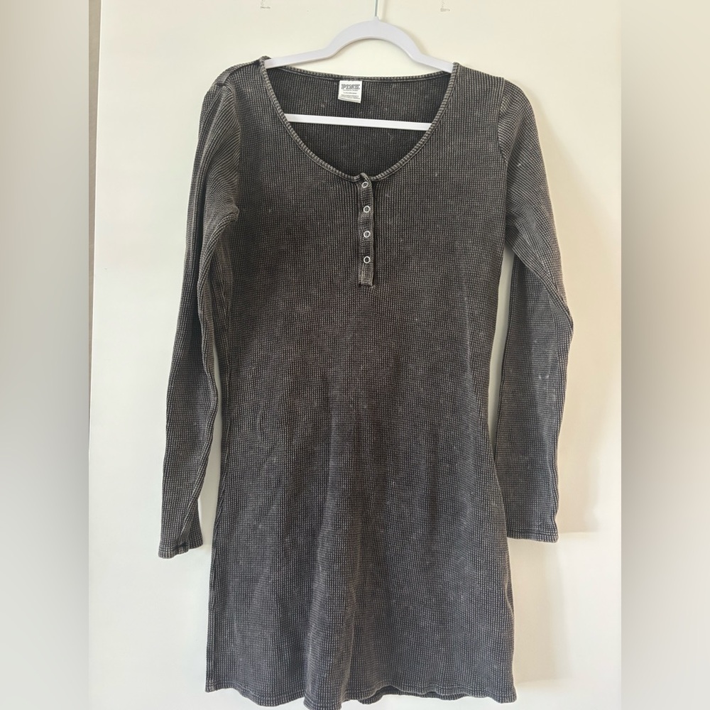 Victoria Secrets PINK Henley Waffle Thermal
Long-Sleeved Dress